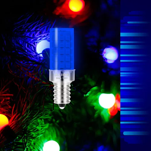 Vista 6 de ALIDE Bombilla de honor de policía azul E12 C7 T6 LED Nightlight Candelabro