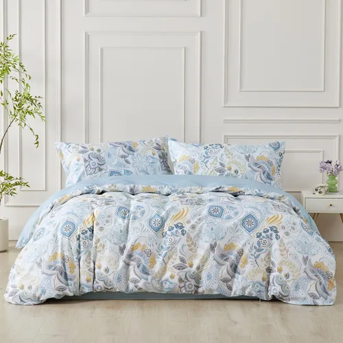 Vista 65 de SAPHREAS Juego de Funda de Edredón de Flores Rosas 2 piezas Algodón Estilo Jardín Campanilla Floral Ropa de Cama Juego de Funda de Edredón 100%