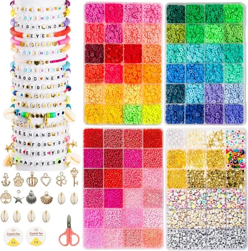 Vista 12 de Goldwise Kit de Pulsera de la Amistad 4 Cajas-13078 Piezas 72 Colores Kits para Hacer Pulseras con Arcilla, Cuentas de Semillas de Vidrio y Cuentas