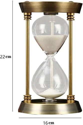 Vista 7 de Reloj de arena, reloj de arena de metal de 15/30/60 minutos, temporizador de arena, estantería de oficina, adornos de estudio, reloj de hora