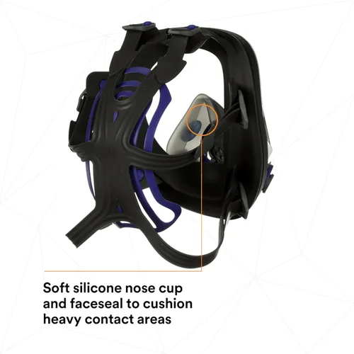 Vista 12 de Respirador reutilizable 3M Ultimate FX serie FF con máscara completa, protección respiratoria, S, Negro/Azul, 1