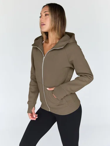 Vista 99 de Trendy Queen Sudaderas con capucha y cremallera para mujer, chaquetas de vellón, talla extragrande, moda de otoño e invierno