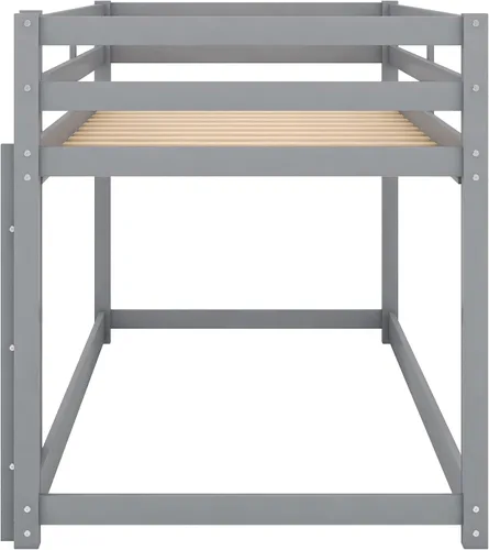 Vista 5 de Merax Litera individual sobre cama individual con escalera y barandillas de seguridad para adolescentes, niños o niñas, no necesita caja