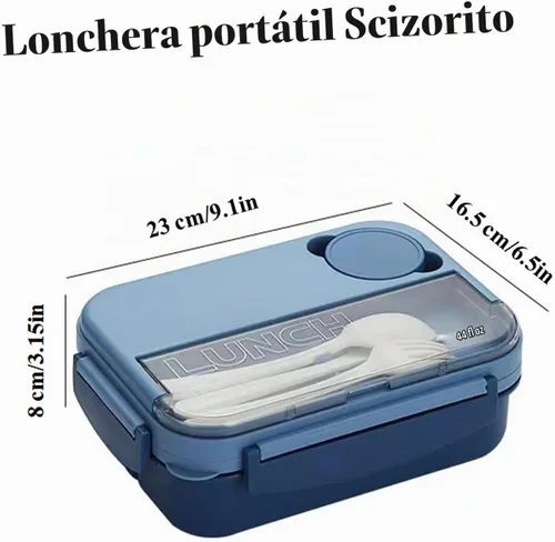 Vista 3 de Bento Box - Lonchera para adultos, recipientes de 44 onzas con 4 compartimentos, contenedor de alimentos con utensilios, tarro de salsa, apto
