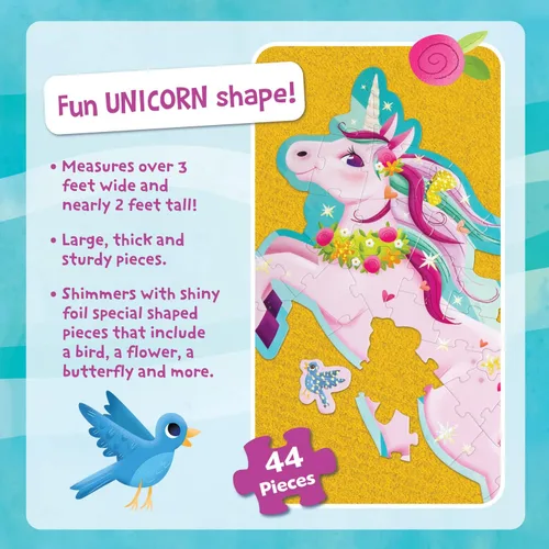 Vista 5 de Peaceable Kingdom Rompecabezas de unicornio brillante para el piso, 1 EA