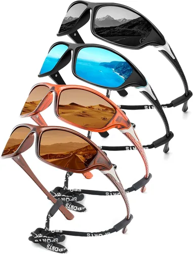 Vista 20 de KALIYADI 4 Pack Polarized Sunglasses-Men Sports Sun-glasses: Mens Sunglasses UV Protection for Fishing Driving Cycling