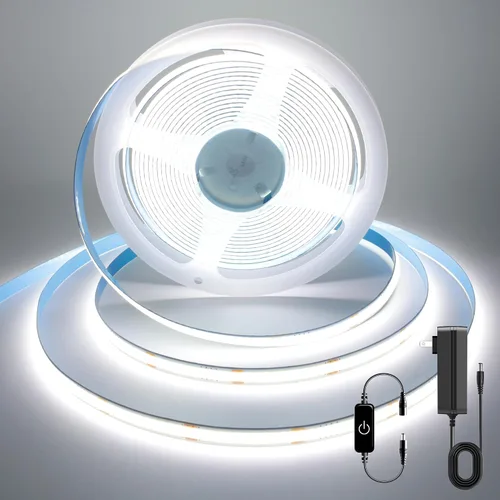 Vista 7 de Tira LED COB, tira de luz LED COB blanca cálida de 16.4 pies, tira de luz LED regulable de 2700 K, CRI92+, 0.315 in de ancho, cinta LED flexible