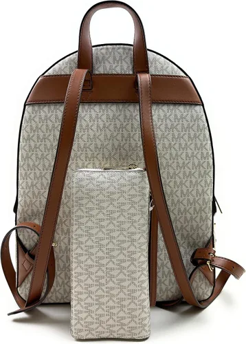Vista 4 de Michael Kors Jaycee - Mochila escolar grande con cartera JST Continental, Vainilla Signature