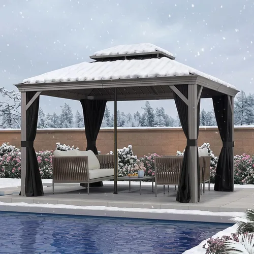 Vista 24 de PURPLE LEAF - Gazebo para exteriores de 10 x 12 pies, con sistema de drenaje