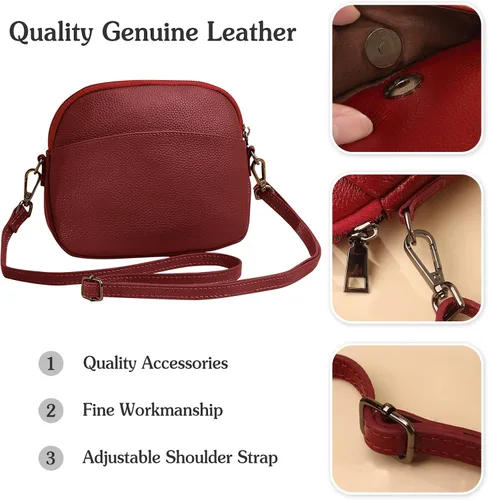 Vista 5 de FANDARE Bolsos de hombro para mujer, bolso ligero de cuero genuino