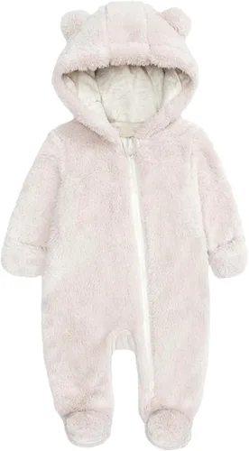 Vista 42 de CAHL&FAUO Traje de nieve para recién nacido, con diseño de oso de dibujos animados, mameluco de forro polar con capucha