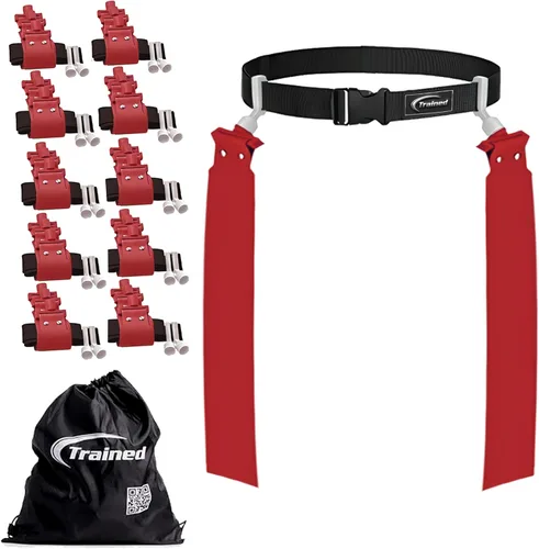 Vista 22 de Trained Cinturones de fútbol con bandera de hombre, juego de fútbol con bandera ajustable para equipos deportivos, entrenamiento y competencia