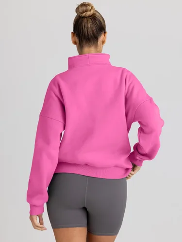 Vista 3 de Trendy Queen - Sudaderas con media cremallera y capucha de gran tamaño, extragrande, para otoño, Y2K, ropa de invierno