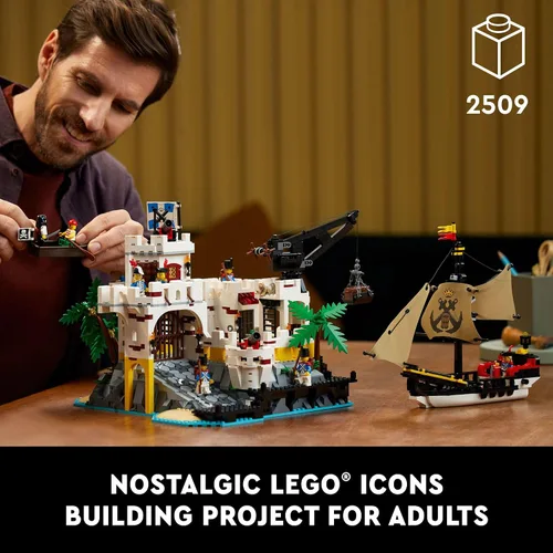 Vista 2 de LEGO Icons Eldorado - Kit de construcción de fortaleza, regalo pirata, incluye barco pirata y 8 minifiguras, idea de regalo nostálgica para adultos