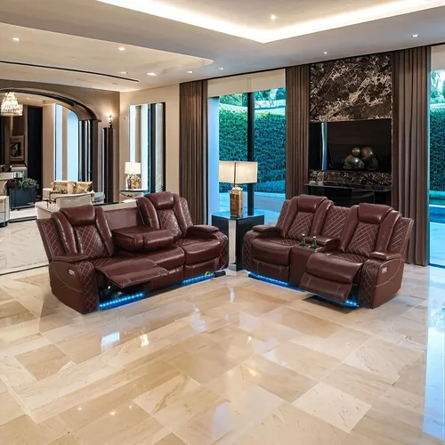Vista 12 de Ritz Power - Juego de sala de estar reclinable con LED para sala de estar, dormitorio, casa de invitados, sala de juegos, Airbnb, apartamento