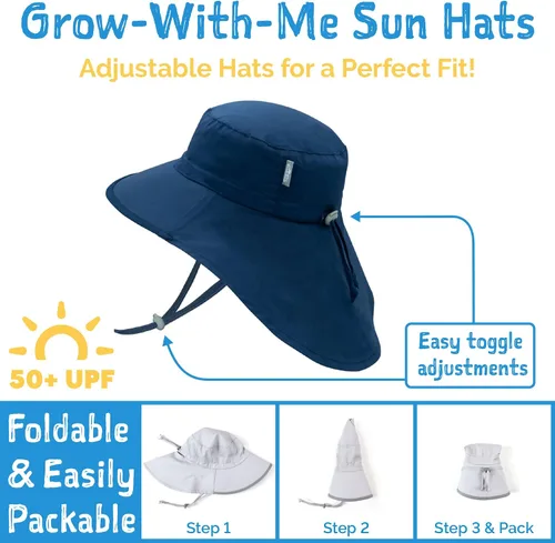 Vista 2 de JAN & JUL Sombrero de sol de aventura de algodón ajustable para niños 50+ UPF