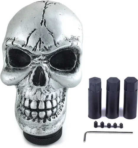 Vista 8 de Pomo de palanca de cambios manual de cabeza de calavera pequeña Negro