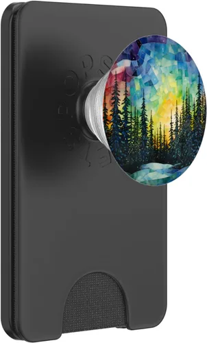 Vista 7 de PopSockets PopGrip intercambiables estilo vidrieras de mosaico Northern Lights