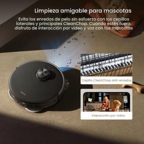 Vista 6 de Mova P50 Pro Ultra Robot Aspiradora y Trapeador, succión de 19,000Pa con cepillo antienredos, trapeador extraíble y levantable para alfombra y piso