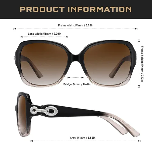 Vista 3 de JASPIN Sunglasses Womens Oversized Polarized Sunglasses - Trendy Square Retro Sun Glasses Big Shades UV400 Protection