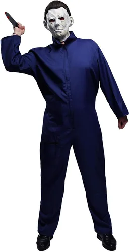 Vista 7 de Maxim Party Supplies Disfraz de Michael Myers de Halloween Killer para adultos, incluye mono, máscara con pelo, cuchillo de juguete