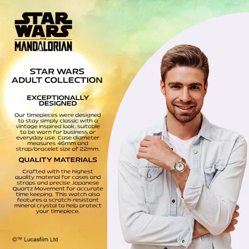 Vista 5 de Star Wars The Mandalorian Reloj de cuarzo analógico para adultos