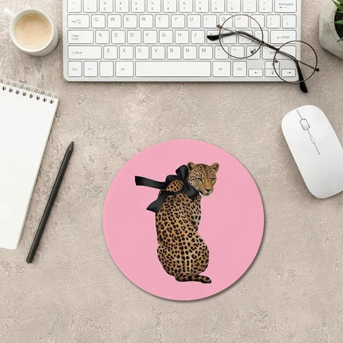 Vista 4 de Alfombrilla de mouse de leopardo rosa, alfombrilla de mouse retro de guepardo para escritorio, hogar, oficina, dormitorio, computadora, laptop