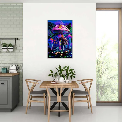 Vista 5 de Studio B Mushroom House - Póster no flocado con luz negra, 24 x 36 pulgadas
