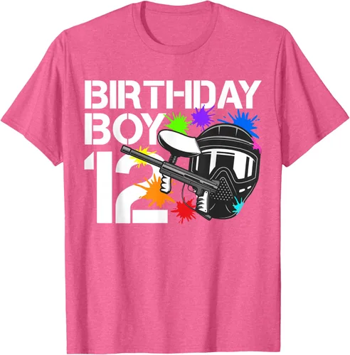 Vista 27 de 12th B-Day Paintball Birthday Party Boy 12 Year Old Funny T-Shirt, Negro