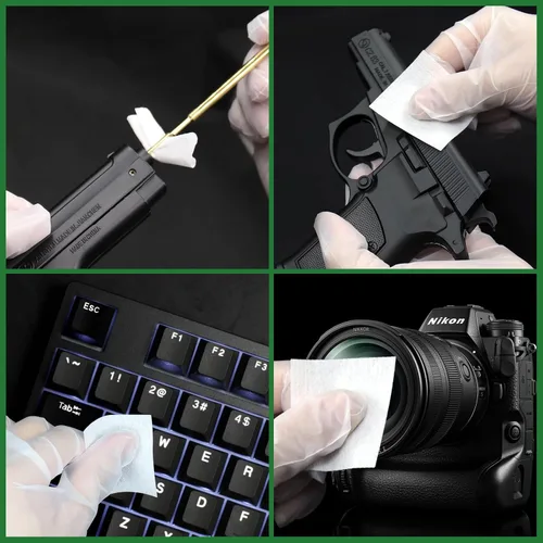 Vista 4 de Cotton Gun Cleaning Patches + Needle Odorless CLP Oil，Lint Free Gun Cleaning Cloth,Wipes for Pro Shot Pistol/All Caliber of Firearms Gun Cleaning