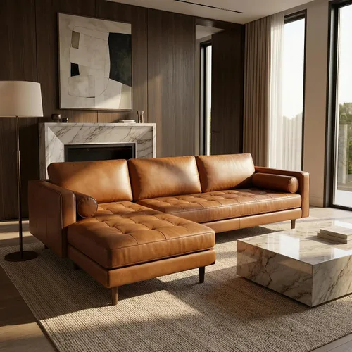 Vista 2 de Anthony - Sofá modular esquinero con orientación izquierda, sofá modular en forma de L de 4 asientos, sofá moderno tapizado suave para sala