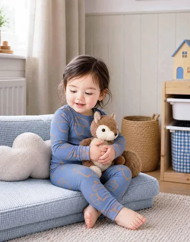 Vista 2 de moimoln Sibling Matching 6M-8Y Pijamas de algodón suave y cálido de modal con mangas largas de personaje, ajustados, para dormir todos los días