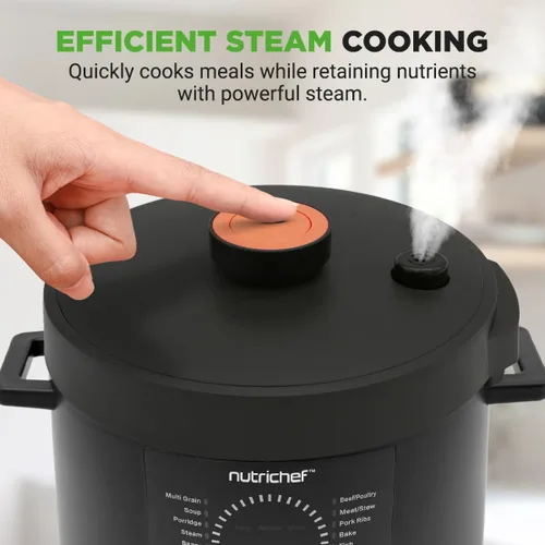Vista 6 de NutriChef Olla a presión eléctrica de 6 cuartos de capacidad Olla a presión digital de encimera de 9 funciones Tiempo y temperatura ajustables
