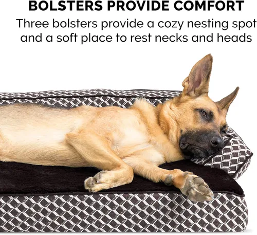 Vista 10 de Furhaven Pet – Sofá de felpa ortopédica para perro, cama con forma de L, tumbona ergonómica con contorno de cuna, cama para perros y gatos, varios