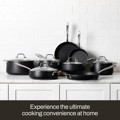 Vista 4 de All-Clad HA1 Expert - Utensilios de cocina, antiadherentes de 2 piezas con tapas, 10 y 12 pulgadas