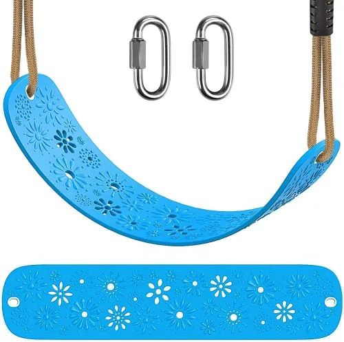 Vista 13 de SELEWARE Asiento de columpio para niños pequeños con respaldo alto de cubeta completa de servicio pesado con mosquetones de bloqueo y cuerda