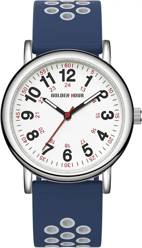 Vista 2 de GOLDEN HOUR Reloj de enfermera impermeable para profesionales médicos, estudiantes, mujeres y hombres, esfera luminosa de fácil lectura, 24 horas