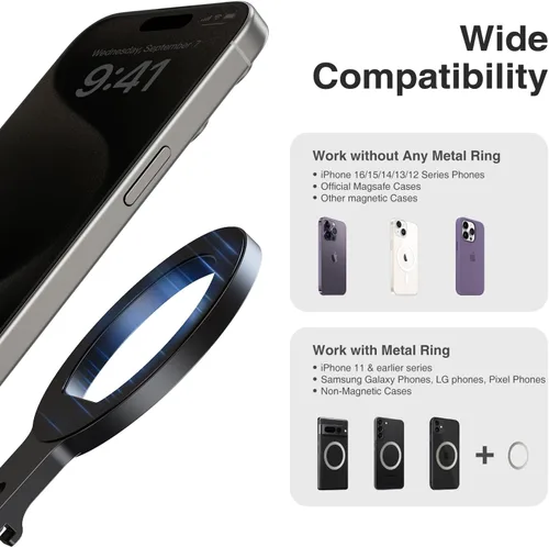 Vista 8 de elitehood Soporte para trípode Magsafe de aluminio, soporte de teléfono compacto para trípode con placa de liberación rápida Arca Swiss y adaptador