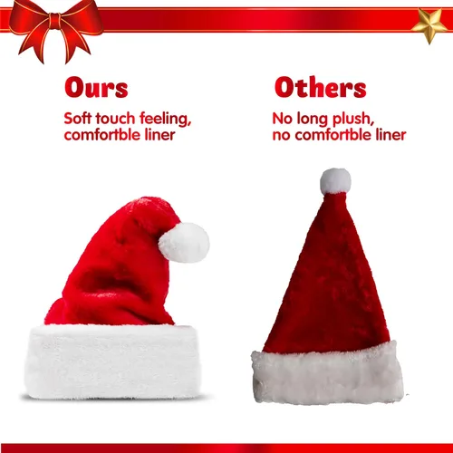 Vista 5 de JOYIN Sombreros de Navidad, paquete de 4 sombreros de Papá Noel de alta calidad, sombreros de Navidad de terciopelo rojo para Navidad, suministros