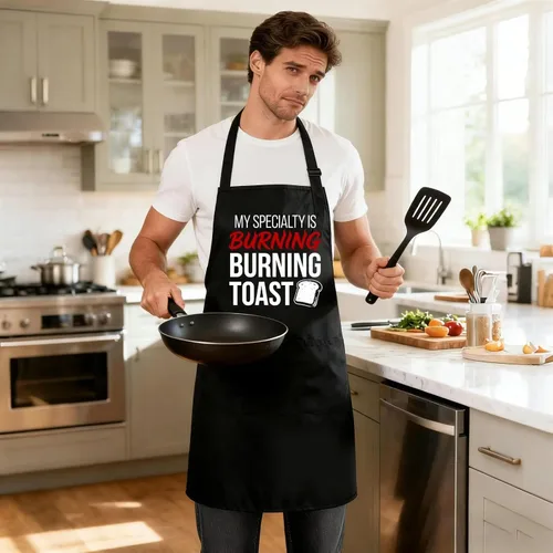 Vista 2 de Delantales divertidos para hombres y mujeres, perfectos para cocina, barbacoa, hornear, esposa, marido, regalo de cumpleaños para papá