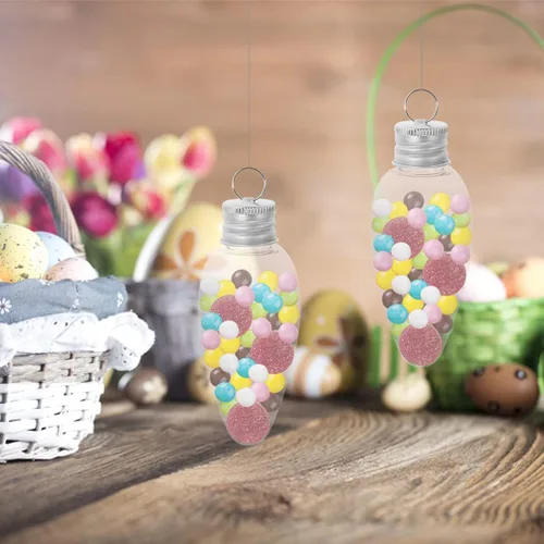 Vista 9 de Toddmomy 20 adornos de bombilla rellenables de Navidad, botellas de plástico transparente, contenedor de dulces para Navidad, manualidades