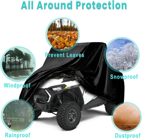 Vista 5 de QYMOTO Fundas universales UTV de 2 a 3 plazas, lado a lado, cubierta UTV resistente al viento, impermeable, protección al aire libre para Polaris