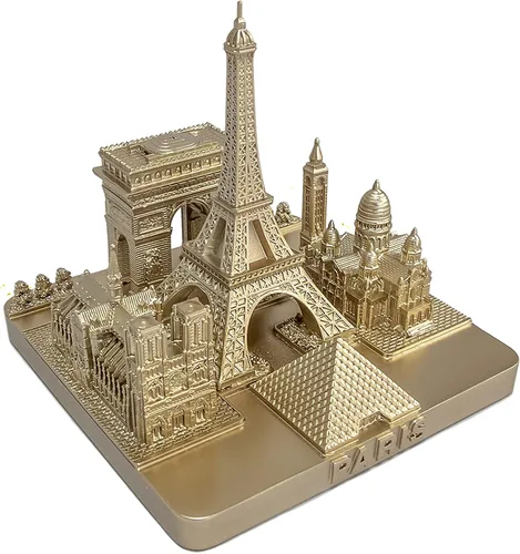 Vista 2 de París City Skyline Modelo 3D Landmark Réplica Cuadrado Oro Rosa 4 ½ pulgadas