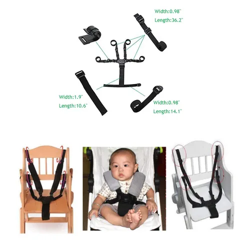 Vista 2 de Topwon Arnés de 5 puntos para silla de bebé, cochecito de bebé, cinturón de seguridad, correa de cochecito para niños, silla de bebé, reemplazo