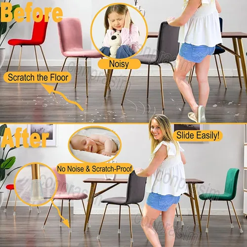 Vista 4 de Protectores de suelo de silicona extra pequeños para patas de silla con fieltro, se ajustan de 19/32 a 15/16 pulgadas, tapas de silicona para patas