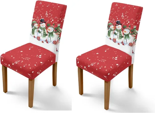 Vista 32 de Rnyleeg Fundas navideñas para sillas de comedor, fundas de asiento de comedor con estampado de campanas brillantes, juego de 1 funda suave y lavable