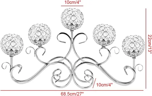 Vista 4 de Centros de mesa de cristal de 5 brazos, portavelas de cristal, candelabros para boda, comedor, mesa de café, decoración de pie, centro de mesa