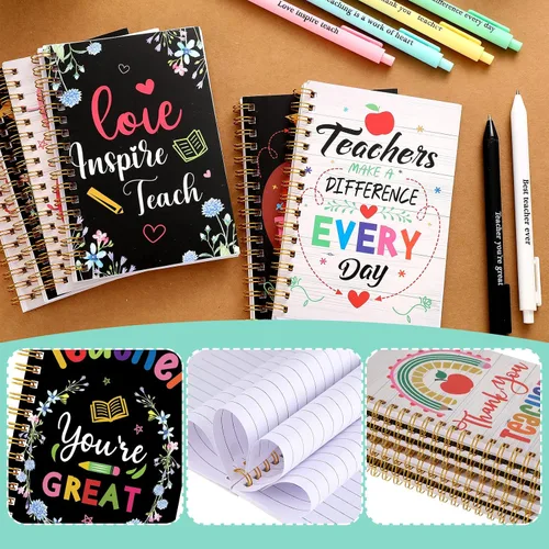 Vista 5 de Juego de 12 cuadernos para profesores y bolígrafo, regalo de agradecimiento para profesores, cuaderno motivacional, bolígrafo, lindo diario