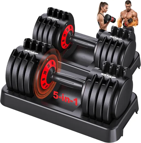 Vista 8 de Adjustable Dumbbell Set of 2, 50LBS/100LBS Weights Dumbbell Set with Storage Box, 25lbs/50lbs Pair Adjustable Weights with Anti-slip Silicone Grip