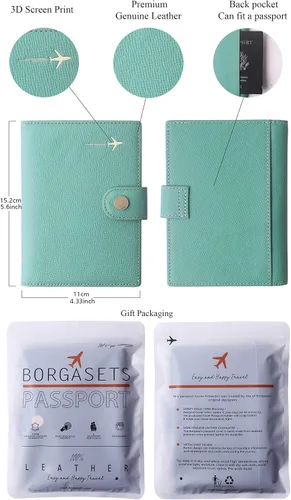 Vista 6 de Portapasaportes de cuero auténtico para pasaporte, con bloqueo Rfid - con compartimento para documentos de identificación